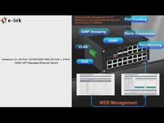 DIN-Spoor 24 Haven10/100/1000t 802.3at PoE Beheerde Schakelaar met 4-haven 1000X Gigabit SFP