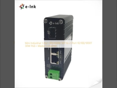 Mini Industrial 1-Port 100/1000X SFP naar 2-Port 10/100/1000T 30W PoE+ Media Converter