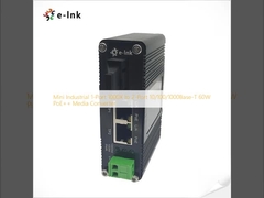 Mini Industrial 1-Port 1000X naar 2-Port 10/100/1000Base-T 60W PoE++ Media Converter