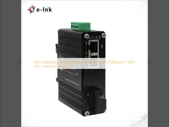 Mini Industrial 1-Port 100Base-FX naar 2-Port 10/100Base-T 30W PoE+ Media Converter