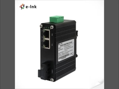 Mini Industriële 1-poorts 1000X naar 2-poorts 10/100/1000Base-T 90W PoE++ Media Converter met DIN-ondersteuning