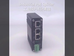 Industriële IEEE802.3af/at PoE Splitter met 2-poorts switch functie, uitgangsspanning 12VDC Ondersteunt ou