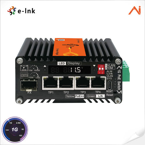 Latest company news about E-link LNK-AIMC104 Serie: Mini Industriële AI Smart Managed Switches van Non-PoE tot 90W PoE++