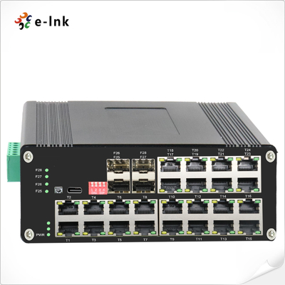 Din Rail Managed Switch 24 Port 10/100/1000T 802.3at PoE naar 4-Port 1000X Gigabit SFP groothandel