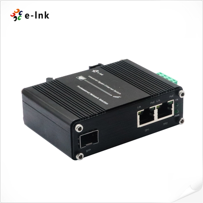 Fiber Gigabit Media Converter Industrial 2-Port 10/100/1000T 802.3at 60W naar 1-Port 100/1000X SFP