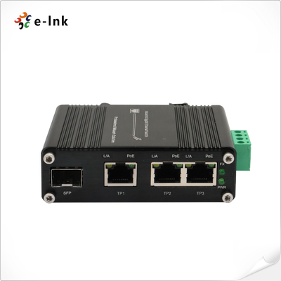 Mini Industrial 3-Port 802.3at PoE + 1-Port SFP Ethernet Switch met 12 ~ 48V gelijkstroominvoer en spanningsverhoger