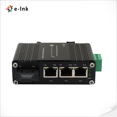 Mini Industriële 3-poorts 10/100/1000T 802.3at PoE + 1-poorts 1000X SC Ethernet Switch met 12~48VDC Input en Voltage Booster