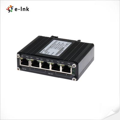 Industrial 1-Port 802.3at PoE+ naar 4-Port 802.3af/at Gigabit PoE Extender