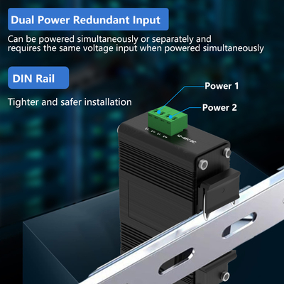 Mini Industrial 10/100Base-T naar 100Base-X SFP Fiber Ethernet Media Converter met 1Ch RS232/RS485/RS422