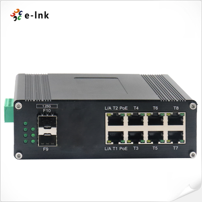 Industriële L2+ 8-poort 10/100/1000T 802.3at PoE + 2-poort 1000X SFP Managed Ethernet Switch