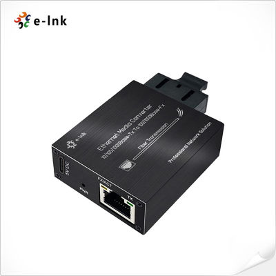 Micro type 10/100/1000Base-Tx naar 100/1000Base-Fx 5VDC stroomingang Ethernet Media Converter
