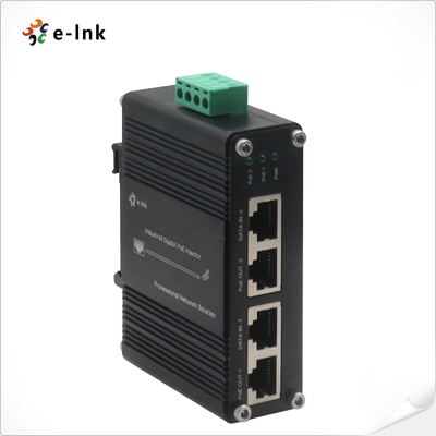 12~48VDC Voedingsingang Industriële 2-poorts Gigabit PoE+-injector