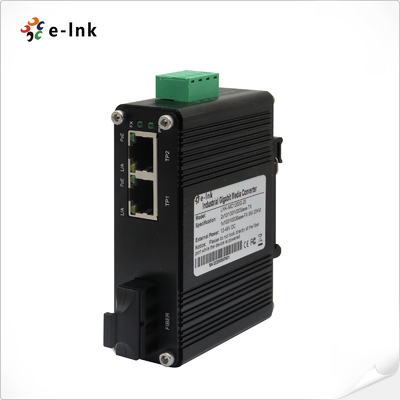 Mini Industrial 1-Port 100Base-FX naar 2-Port 10/100Base-T 60W PoE++ Media Converter