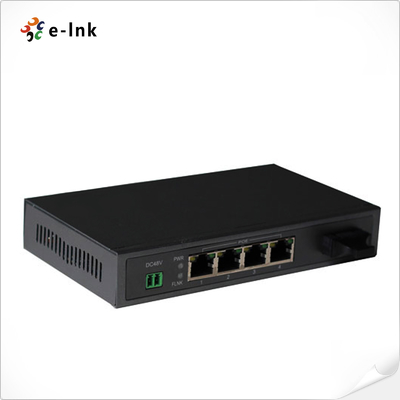 10/100/1000Mbps PoE-PSE Ethernet-switch van glasvezel naar koper: 1 SFP + 4 PoE