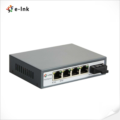 5 poorten 10/100M PoE-switch met 1x 60W high power PoE-poort & 1x SC Fiber Uplink