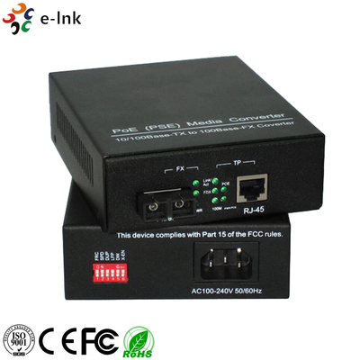 PoE(PSE) 10/100Base-TX naar 100Base-FX Media Converter