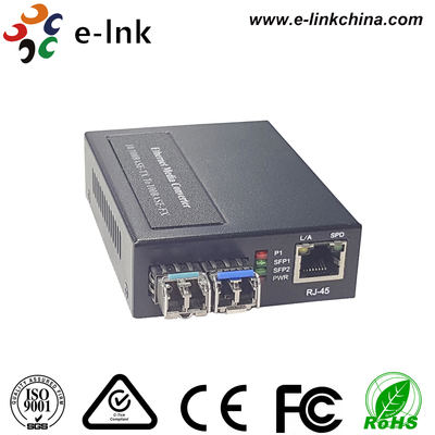 1x10/100BASE-T naar 2x100BASE-X SFP-mediaconverter met ingebouwde stroomtoevoer