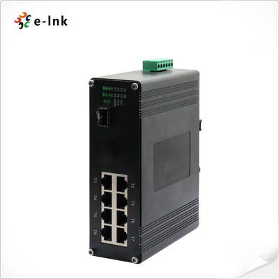 Industriële 8-poorts 10/100/1000T 802.3bt PoE + 1-poorts 100/1000Base-X Ethernet-switch