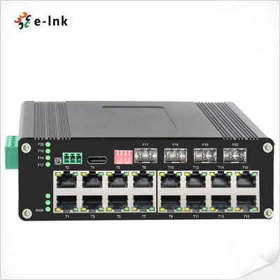Industrial PoE Switch Managed L2 10/100/1000Mbps RJ45 Port IP40 Aluminium Hoesje