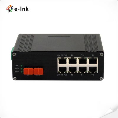 Industriële 8-poorts 10/100/1000M/2.5G 802.3bt PoE + 2-poorts 10G SFP+ Ethernet Switch