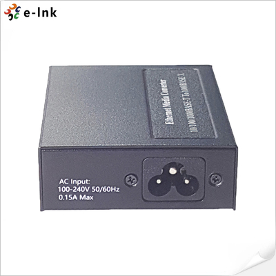 2x10/100/1000BASE-T naar 1x100/1000BASE-X SFP-mediaconverter met ingebouwde voeding