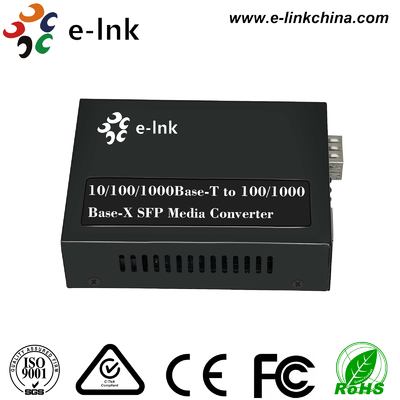 10/100/1000BASE-T naar 100/1000BASE-X SFP-mediaconverter met 48VDC-toevoer