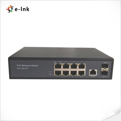 Beheerde 8-poorts Gigabit + 2-poorts SFP auto-sensing IEEE 802.3af/at POE/POE+ en 24V passieve POE switch