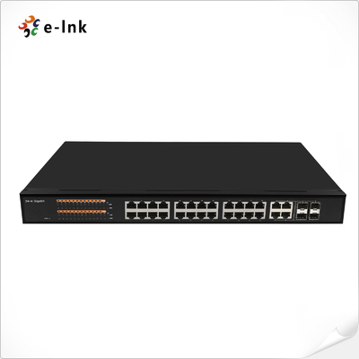 Beheerde 24-poort 10/100/1000T 802.3at PoE + 4-poort 100/1000 SFP Combo Ethernet Switch
