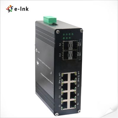 Industriële L2+ 8-poort 10/100/1000T 802.3at PoE + 4-poort 1000X SFP Managed Ethernet Switch