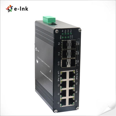 Industriële L2+ 8-poorts 10/100/1000T 802.3at PoE + 4-poorts 1G SFP + 2-poorts 10G SFP+ beheerde Ethernet-switch
