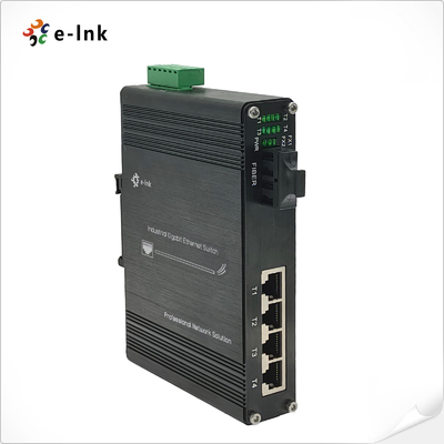 Industriële 4-poorts 10/100/1000T 802.3bt PoE + 1-poorts 100/1000BASE-X Ethernet-switch