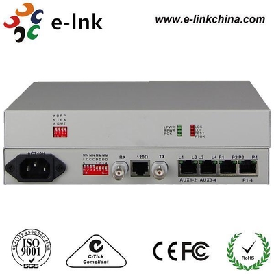 4-stem (FXS/FXO) telefoon over E1 converter/mux