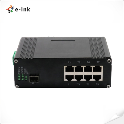 Industriële 8-poorts 10/100/1000T 802.3bt PoE + 1-poorts 100/1000Base-X Ethernet-switch