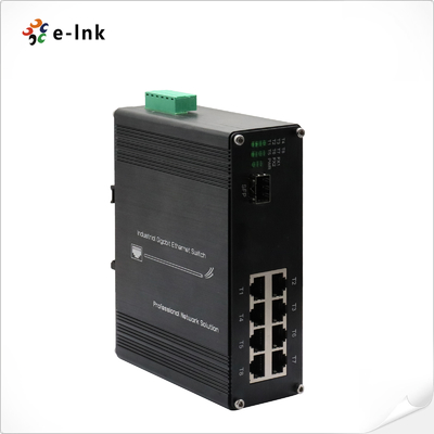 Industriële 8-poort 10/100/1000T 802.3bt PoE + 1-poort 100/1000Base-X Ethernet Switch ondersteunt DIN-Rail montage installatie