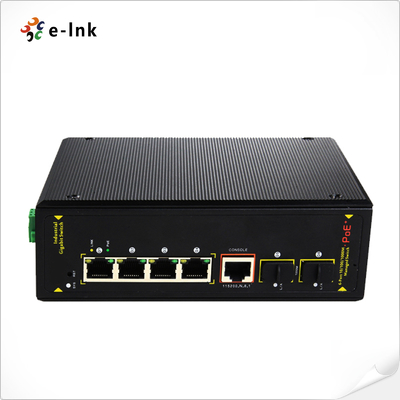 Onbeheerde industriële 4-poort 10/100/1000T UPoE (60W High Power) + 2-poort 1000X SFP Ethernet Switch