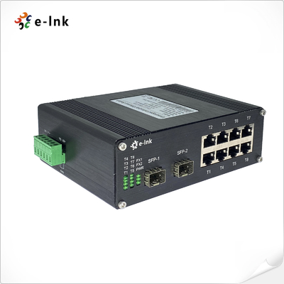 Industriële 8-poorts 10/100/1000Base-T + 2-poorts 1000BASE-X Ethernet Switch