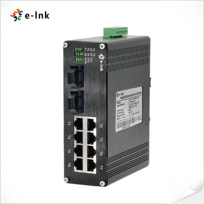 Industriële 8-poorts 10/100/1000T 802.3bt PoE + 2-poorts 100/1000BASE-X Ethernet Switch met een totaal PoE-vermogen tot maximaal 360W