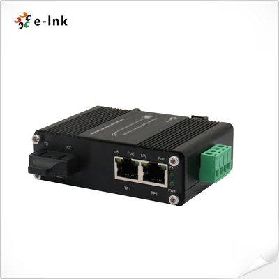 Mini Industrial 1-Port 1000X tot 2-Port 10/100/1000X 30W PoE+ Media Converter Ondersteunt IEEE802.3af PoE (15.4W of IEEE802.3at PoE+(30W)