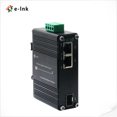 Mini Industrial 1-poort 100/1000X SFP naar 2-poort 10/100/1000T 60W PoE++ Media Converter Tot 60W vermogen over 4 paren