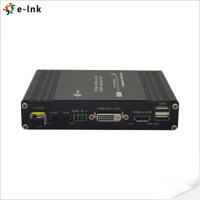 1-kanaals 1080P DVI + USB KVM + 1-kanaals RS232 + 1-kanaals Bidi stereo-audio + 1-kanaals GPIO via glasvezel-extender