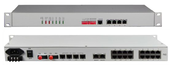 8/16-kanaals FXO/FXS + 8-kanaals E1 + 4-kanaals 10/100M ETH + 4-kanaals RS232/422/485 Glasvezel Multiplexer
