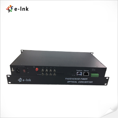 8-Ch 1080P HD Video + 1-Ch 10/100M Ethernet + 1-Ch FXO/FXS Telefoon + 1-Ch Backward Data RS485 Over Fiber Converter