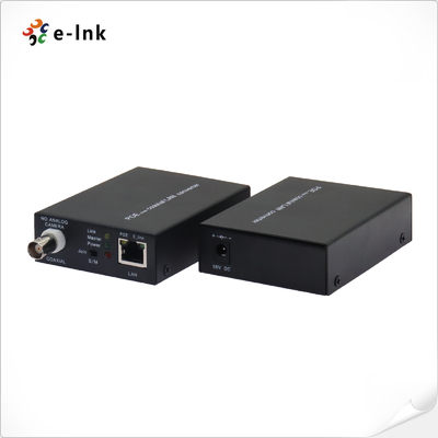 Ethernet over Coax Extender met Transmit 10/100Base-TX Full Duplex Ethernet tot 300m over coaxkabel.