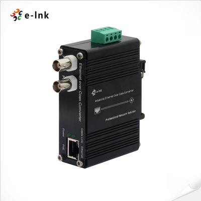 DIN-Rail Industriële 10/100Base-TX Ethernet over Coax Extender Ondersteunt Power over Coax & Power over Ethernet tegelijkertijd