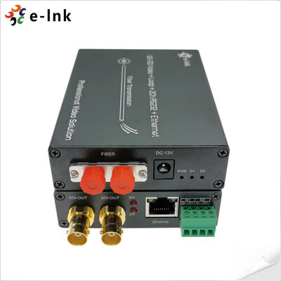 12G-SDI-vezelconverter met Gigabit Ethernet 2Ch RS485 80km 4K-transmissie